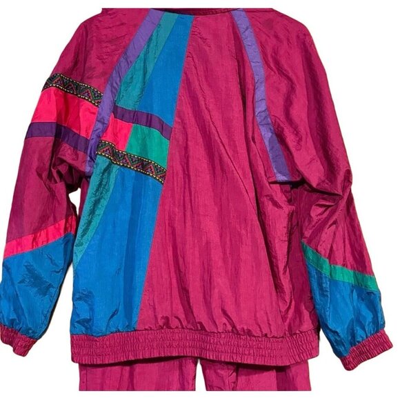 Chaver Full Zip Colorblock Nylon Windbreaker 2-piece Set, Size Large, Vtg 80s - Picture 3 of 6